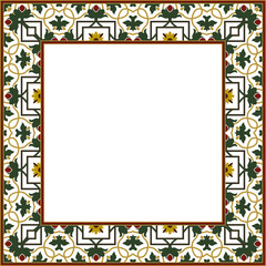 Vintage pattern stylish square frame botanic garden flower leaf