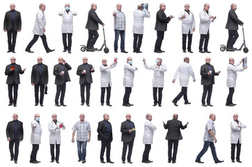 collage of a man in full growth displaying many professions and position