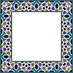 Vintage pattern stylish square frame geometry islamic polygon star cross