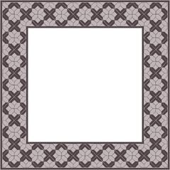 Obraz premium Vintage pattern stylish square frame retro brown geometry polygon cross