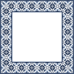 Vintage botanic garden flower retro pattern stylish square frame