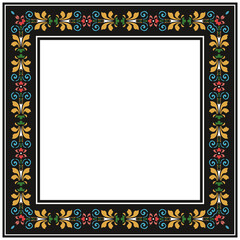 Vintage pattern stylish square frame botanic garden plant leaf flower