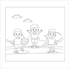 funny playing coloring page for kids 