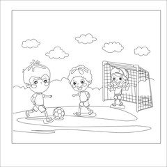 funny playing coloring page for kids 
