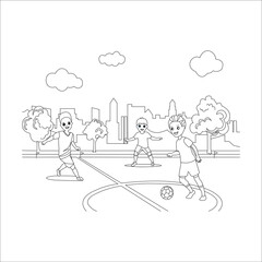 funny playing coloring page for kids 