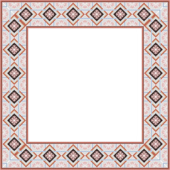 Vintage pattern stylish square frame square cross line pink flower