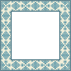 Vintage botanic garden retro pattern stylish square frame