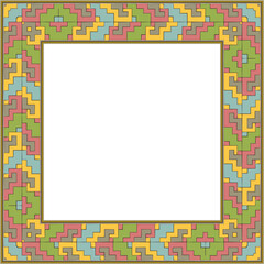 Vintage pattern stylish square frame geometric jigsaw cross