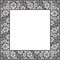 Vintage pattern stylish square frame botanic garden plant flower leaf