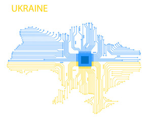 Map of Ukraine. Map of Ukraine drawn with lines and circles. Ukraine. Territory of Ukraine.
