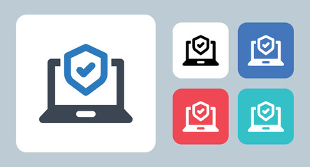 Cyber Security icon - vector illustration . Cyber, security, Antivirus, laptop, Protection, Shield, Notebook, Safety, Computer, protect, sign, symbol, flat, icons .