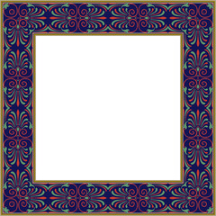 Vintage botanic garden retro pattern stylish square frame