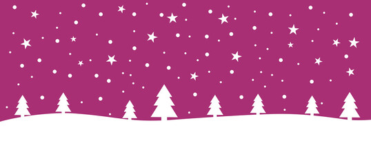 Weihnachtskarte lila violett mit Winterlandschaft