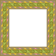 Vintage pattern stylish square frame spiral wave cross