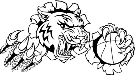 Tiger Baketball Player Animal Sports Mascot