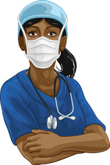 Doctor or Nurse Woman in Medical Scrubs and PPE