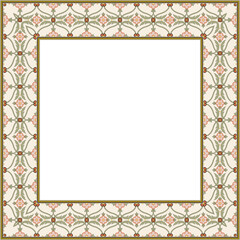 Vintage pattern stylish square frame botanic garden flower leaf