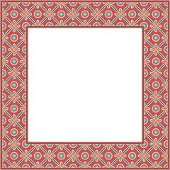 Obraz premium Vintage pattern stylish square frame curve cross ribbon flower