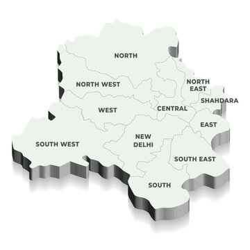 3d map of Delhi district wise, state of India