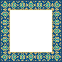 Vintage botanic garden retro flower pattern stylish square frame