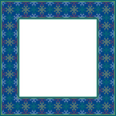 Vintage pattern stylish square frame colorful stitch texture geometry cross