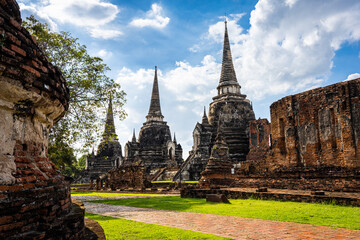 Obraz premium Wat Phra Si Sanphet in Ayutthaya Historical Park, Thailand