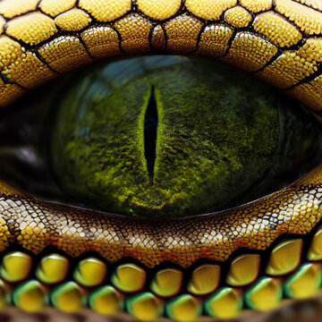 Close-up Alligator eye. 3D rendering image.