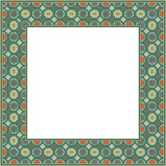 Vintage pattern stylish square frame polygon cross tracery flower