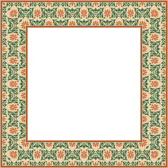 Vintage pattern stylish square frame botanic garden flower leaf