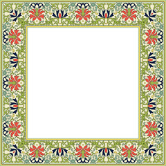 Vintage pattern stylish square frame botanic garden spiral plant flower leaf