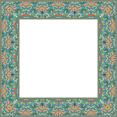 Fototapeta premium Vintage pattern stylish square frame botanic garden spiral plant flower leaf