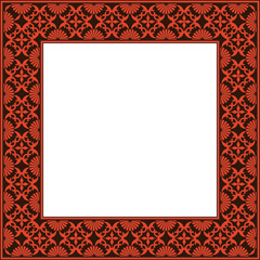 Vintage pattern stylish square frame red round curve cross flower