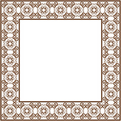 Vintage botanic garden retro plant pattern stylish square frame