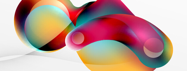 Fluid abstract background, round shapes and circle flowing design for wallpaper, banner, background or landing