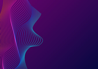 Rainbow Contour Background Violet Vector. Motive Texture. Multicolored Curve Twisted. Graphic Blend Design. Gradient Isolated.