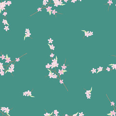 Seamless background of flowering branches of cherry tree