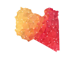 Libya Map - Abstract geometric rumpled triangular low poly style gradient graphic on white background , line dots polygonal design for your . Vector illustration eps 10.