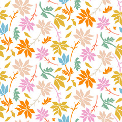 Seamless Pattern Abstract Organic Pattern Plants Fruit Branches Paper Cut Matisse Style