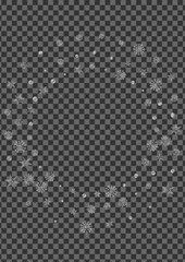 Metal Dot Background Transparent Vector. Snow Effect Illustration. Grey Flake Cold. Silver Flying Pattern.