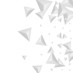 Gray Fractal Background White Vector. Origami Futuristic Tile. Hoar Luxury Card. Shard 3d. Grizzly Polygon Illustration.