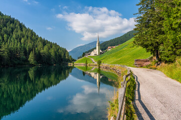 Idyllic landscape in Valdurna, Sarentino Valley, near Bolzano, Trentino Alto Adige, Italy. - obrazy, fototapety, plakaty