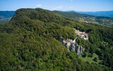 Fototapeta na wymiar extended aerial view of the sanctuary of la verna in tuscany