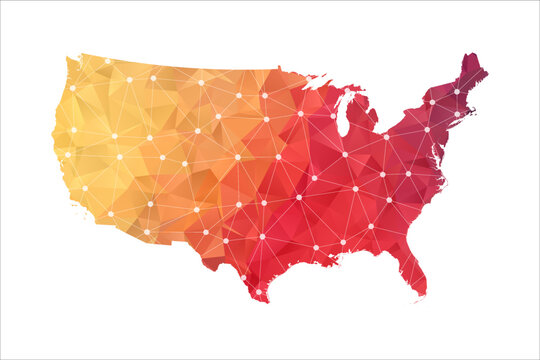 United States of America Map - Abstract geometric rumpled triangular low poly style gradient graphic on white background , line dots polygonal design for your . Vector illustration eps 10.