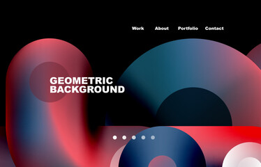 Website landing page abstract geometric background. Circles and round shapes. Web page for website or mobile app wallpaper