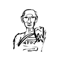 An abstract portrait of an African man from a tribe in a national dress.