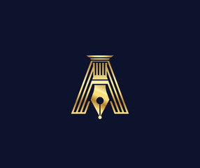 A letter Lawyer logo with creative Design Gold Color