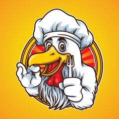 Chicken Chef Mascot Illustration