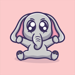 Cute happy elephant cartoon vector icon illustration animal activities