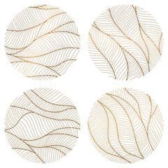 Set of abstract design. Circle dynamic waves and lines. Hand drawn simple shapes.
