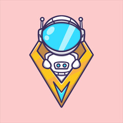 Cute astronaut activities in the spaceship cartoon vector icon illustration